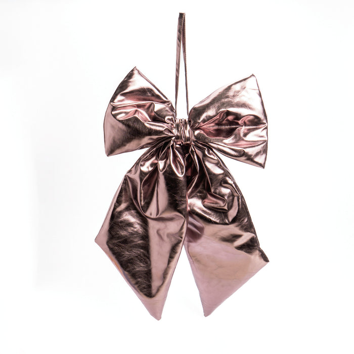 Fiocco in ecopelle metallizzata di colore tortora, 27X34CM