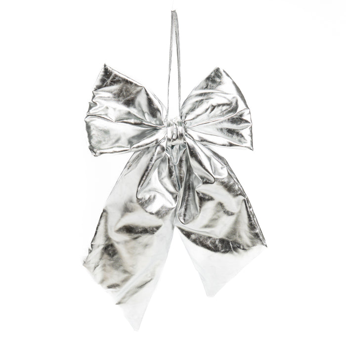 Fiocco in ecopelle metallizzata di colore argento, 52X79CM