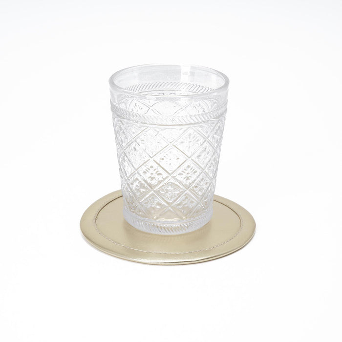 Sottobicchiere in ecopelle metallizzata champagne D.12CM