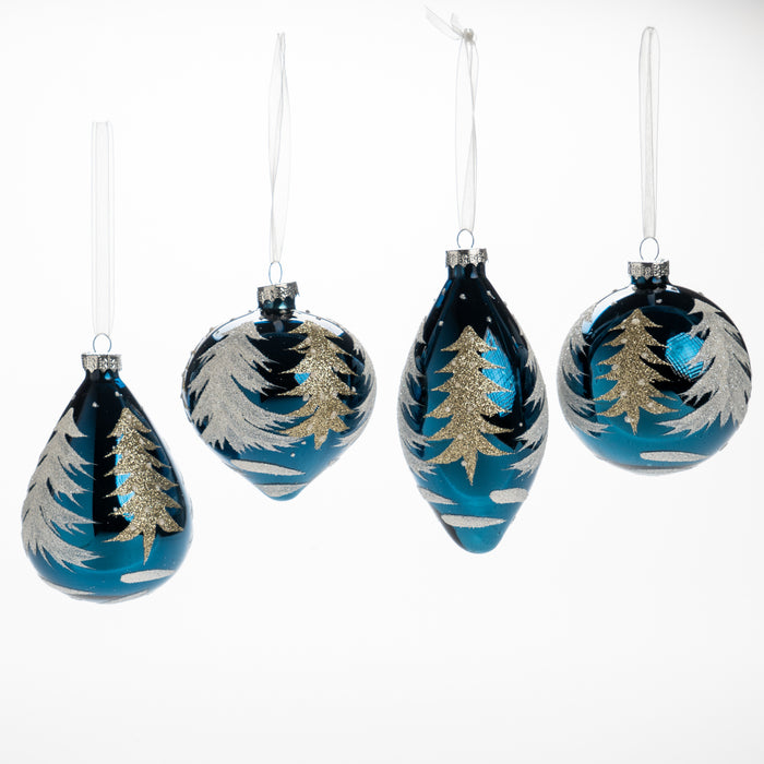 Box 4 Palline di Natale Alberi Blu