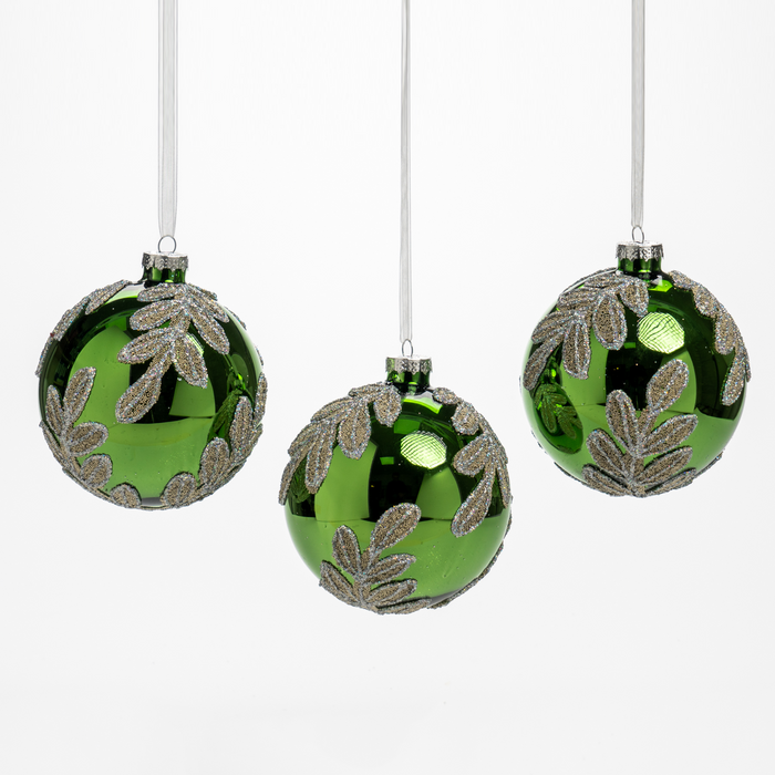 Box 3 Palline di Natale Foglia Verde
