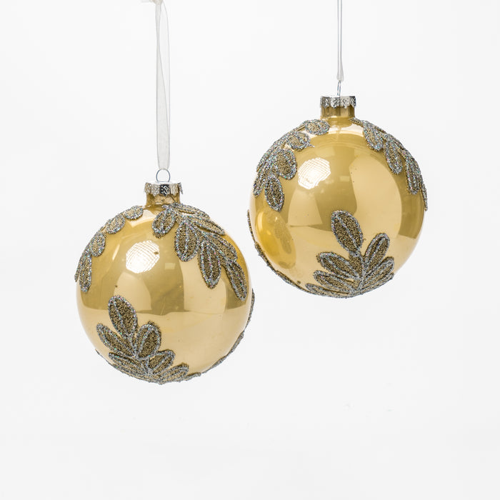 Box 2 Palline di Natale Foglia Oro