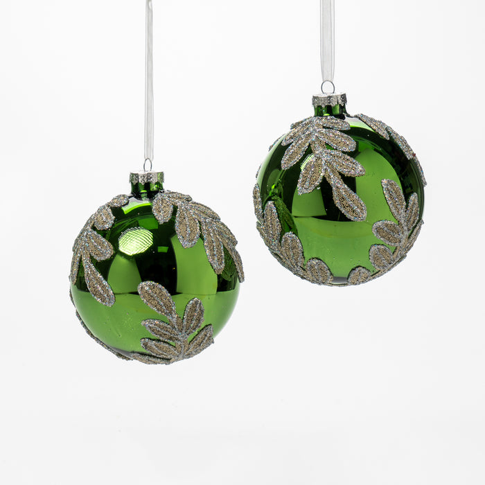 Box 2 Palline di Natale Foglia Verde