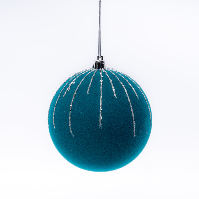 Palline di natale velluto Raggi Turchese 10CM