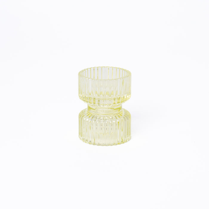 Porta Candela Rigato di vetro Verde 6X8CM