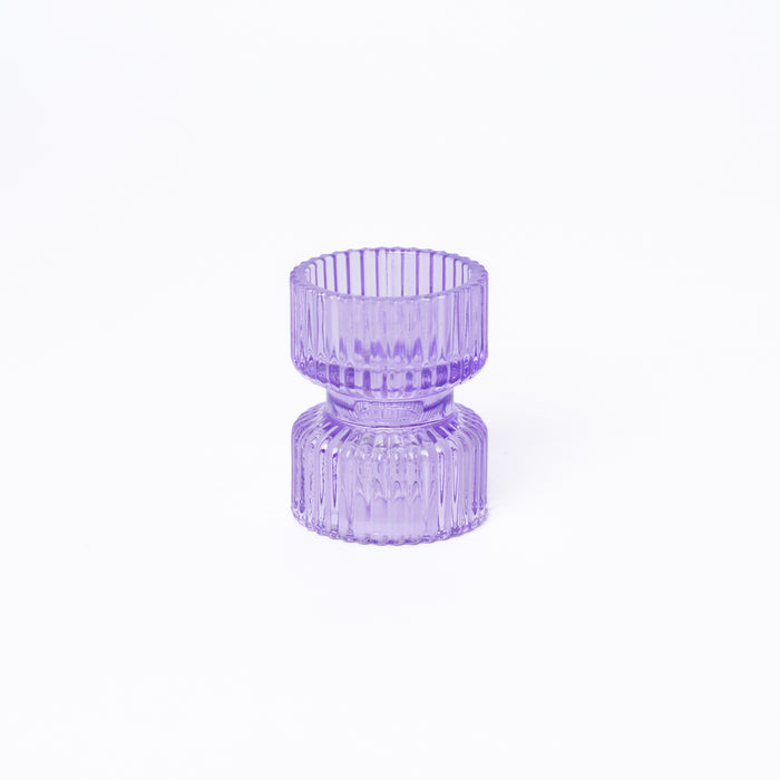 Porta Candela Rigato di vetro Viola 6X8CM