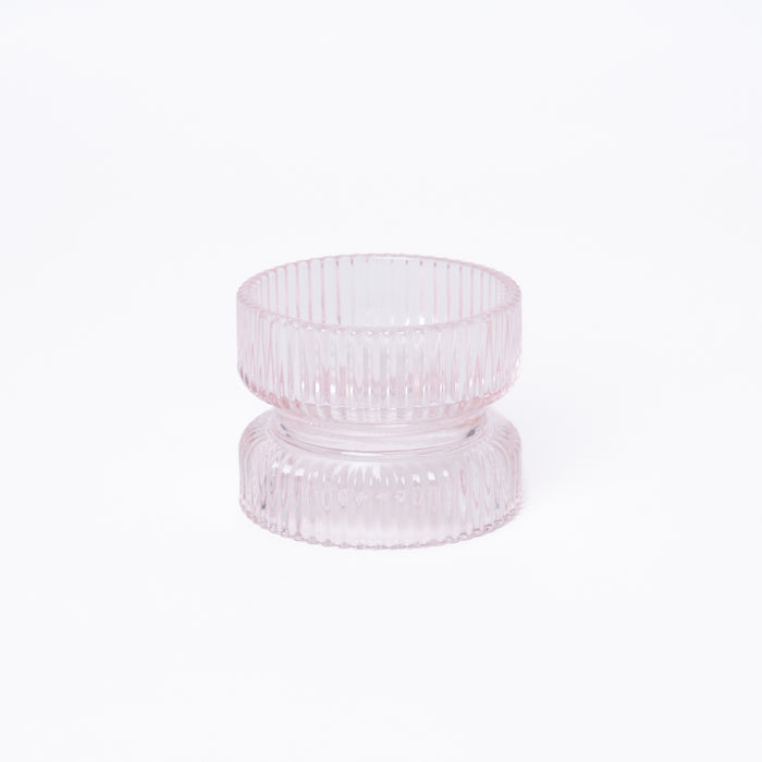 Porta Candela Rigato di vetro Rosa 9X7CM