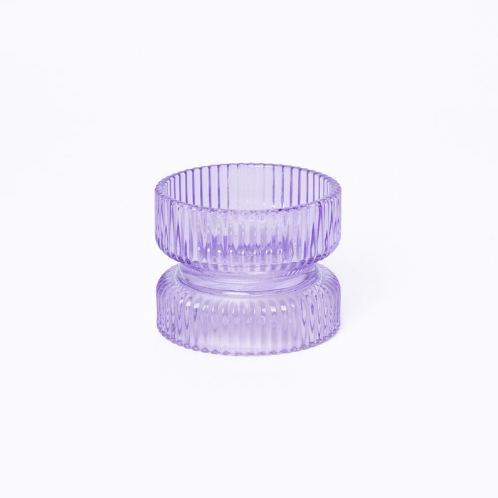 Porta Candela Rigato di vetro Viola 9X7CM