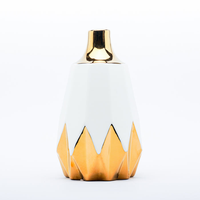 Vaso di design bianco oro rombi Medio