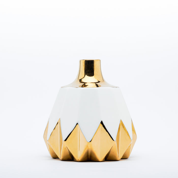 Vaso di design bianco oro rombi Piccolo