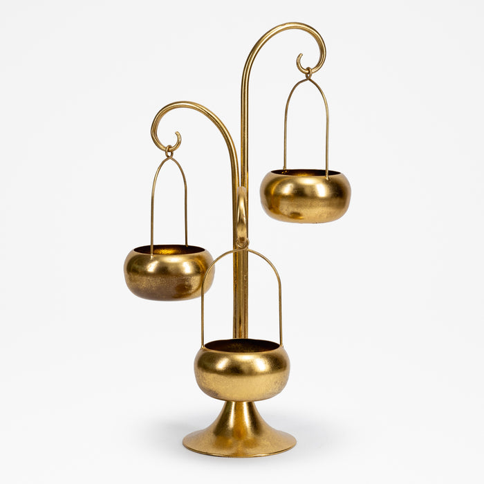 Porta Candele Oro 3 piani, 29X25XH55CM