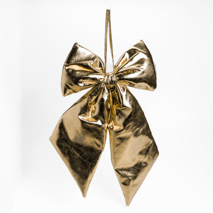 Fiocco in ecopelle metallizzata di colore oro, 27X34CM
