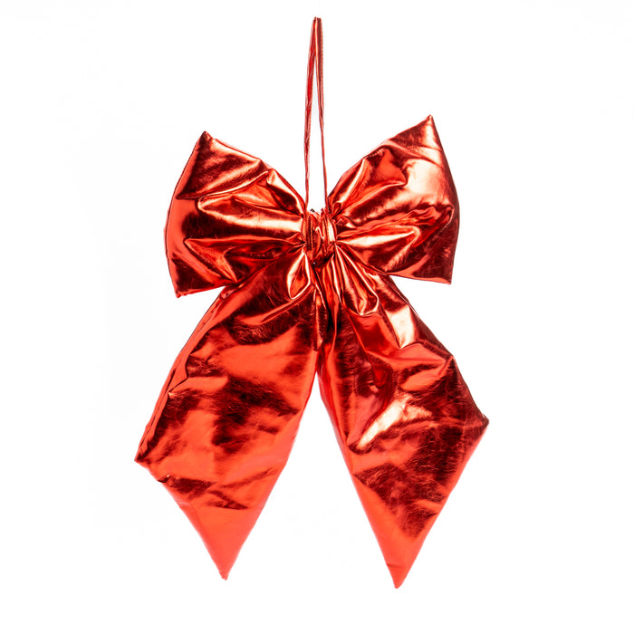 Fiocco in ecopelle metallizzata di colore rosso, 35X60CM