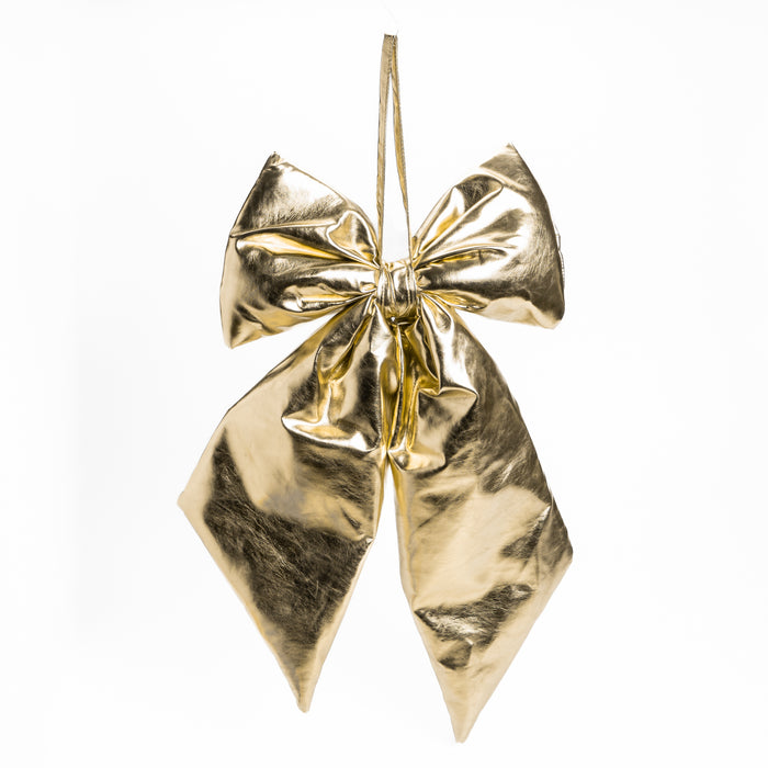 Fiocco in ecopelle metallizzata di colore champagne, 35X60CM