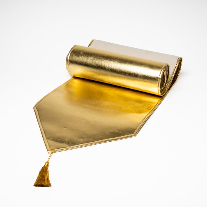 Runner da tavola in ecopelle metallizzata oro 33X180CM