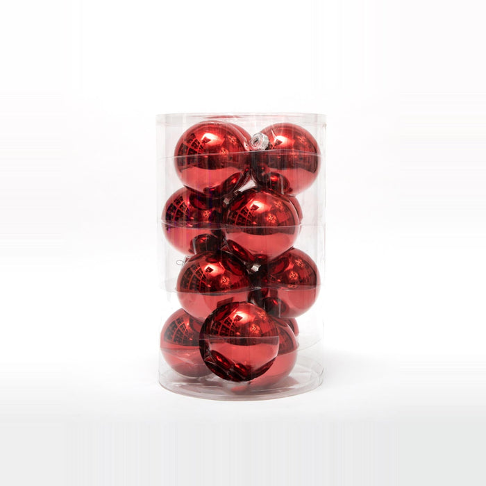 Palline di Natale in plastica, colore rosso metallizzato, diametro 10CM