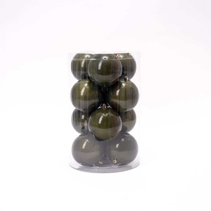 Palline di Natale in plastica, colore verde muschio, diametro 12CM