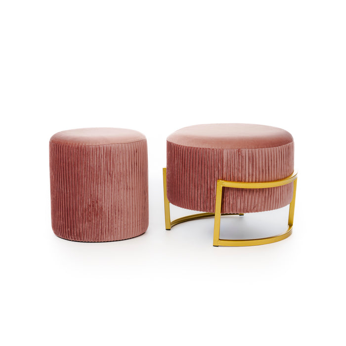 Set 2 pouf tondi in velluto
rosa antico 42X42X31CM / 30X30X31CM