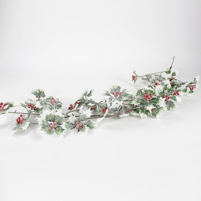 Festone Agrifoglio con bacche 270CM, decorazione Natalizia