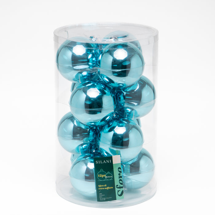 Palline in vetro per albero di Natale colore Polvere, box da 12 sfere di dimensioni 10CM. Perfette anche per decorare ghirlande e festoni, giocando con le tonalità di colore. Confezionate in box di plastica trasparente. Scopri i nostri articoli su Silani Srl.