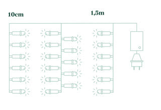 Tenda luminosa luce calda 528 LED 3 X H 2,2 m luce fissa