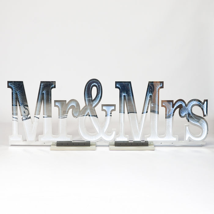 Scritta Mr&Mrs infinity 180x60CM Luce Bianca
