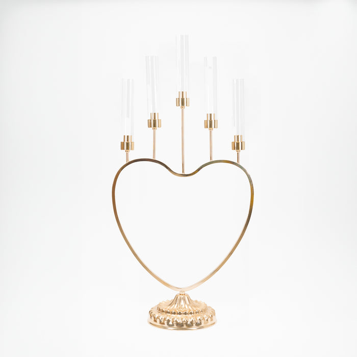 Candelabro Cuore Oro 5 bracci 103CM