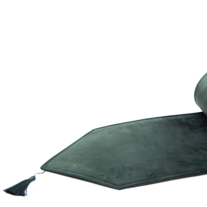 Runner da tavola con nappa, in velluto verde 33X180CM