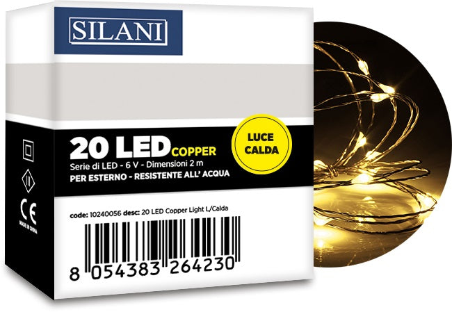 Luce di natale copper 20 MICROLED luce calda a batterie 2 m
