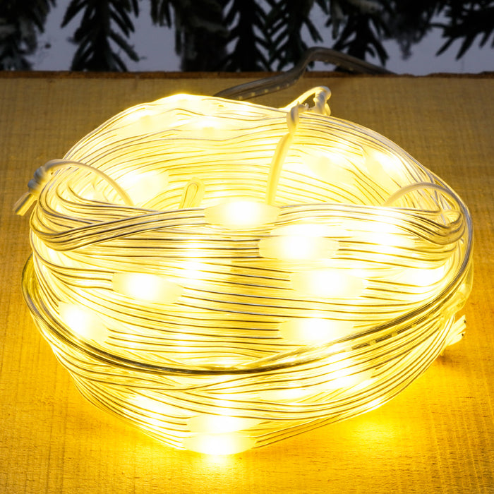 Luce di natale  copper piattina 100 MICROLED luce calda con flash 10m