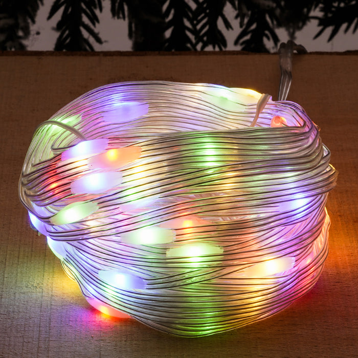 Luce di natale  copper piattina 200 MICROLED luce Mix Color con flash 20m