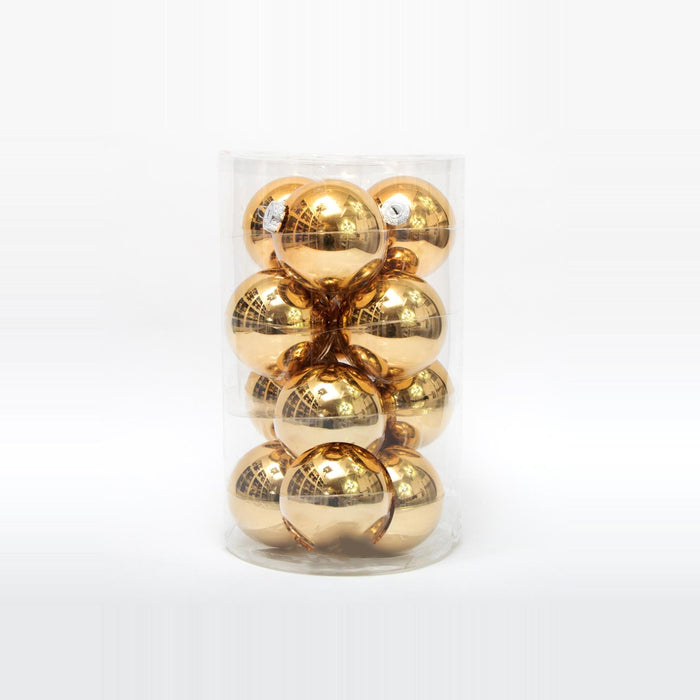 Palline di Natale in plastica, colore oro metallizzato, diametro 8CM