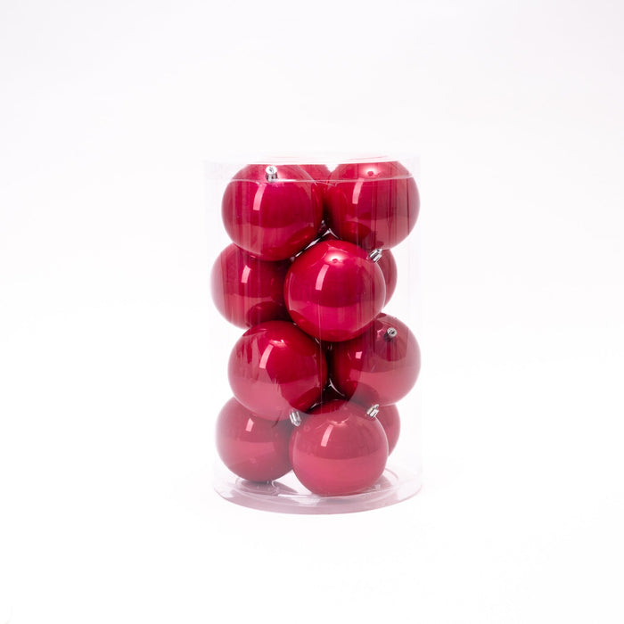 Palline di Natale in plastica, colore rosa metallizzato, diametro 8CM