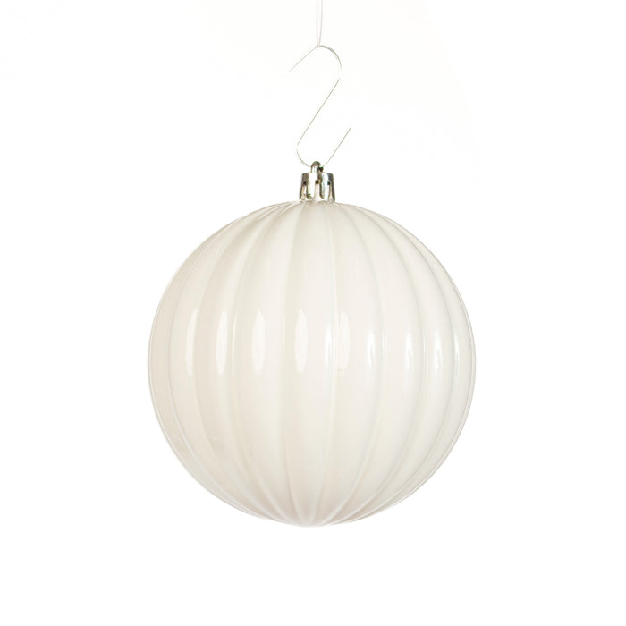 Palline in plastica rigate, colore bianco, diametro di 8CM