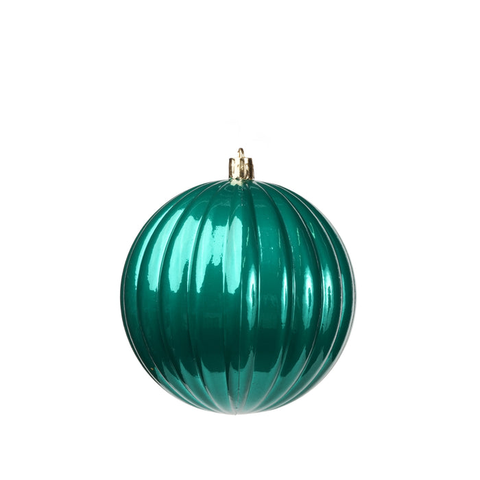 Palline in plastica rigate, colore verde petrolio, diametro di 10CM