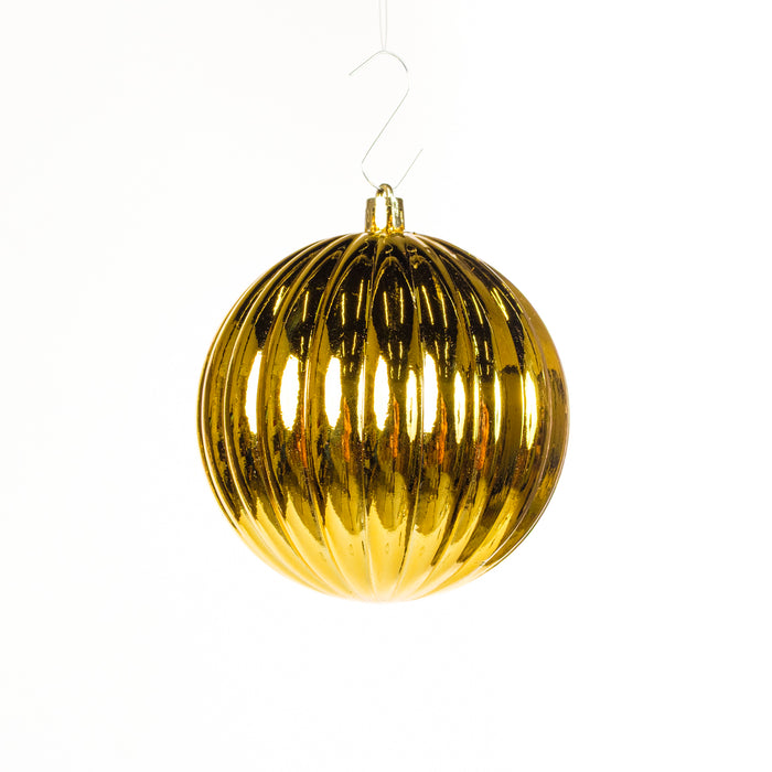 Palline in plastica rigate, colore oro metallizzato, diametro di 12CM