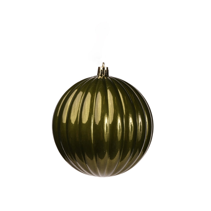 Palline in plastica rigate, colore verde muschio,  diametro di 12CM