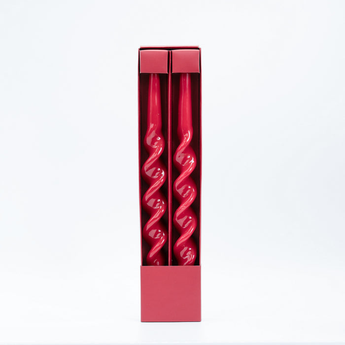 Set 2 candele a forma di spirale,  35Cm, Rosso