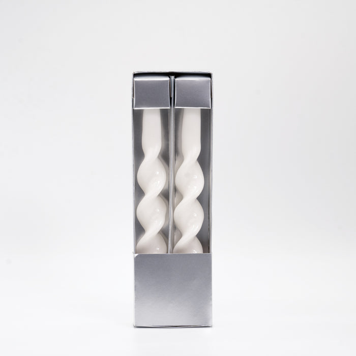Set 2 candele a forma di spirale,  35Cm, bianco