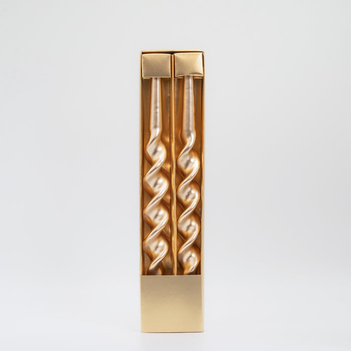 Set 2 candele a forma di spirale,  35Cm, champagne