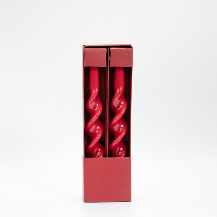 Set 2 candele a forma di spirale,  25cm ,Rosso