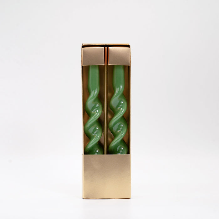 Set 2 candele a forma di spirale,  25cm, verde