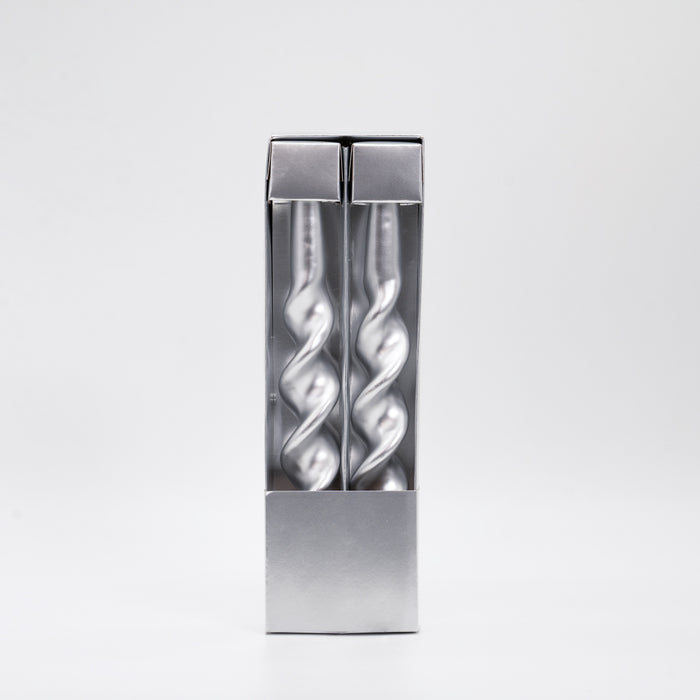 Set 2 candele a forma di spirale,  25cm, argento