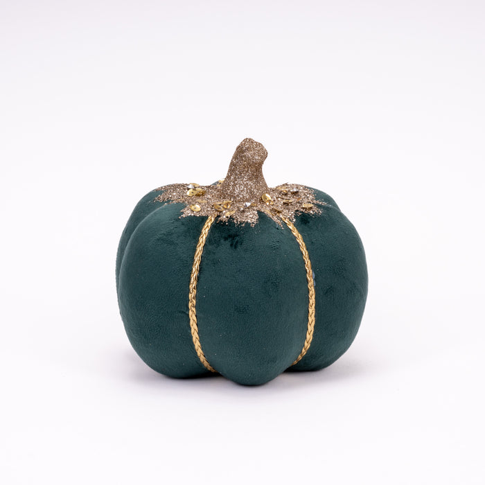 Zucca in velluto verde, 20x20x16cm
