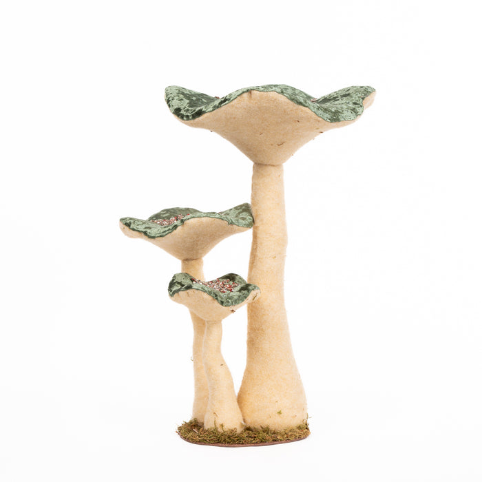 Decorazione 3 funghi verde, 34X25X45Cm