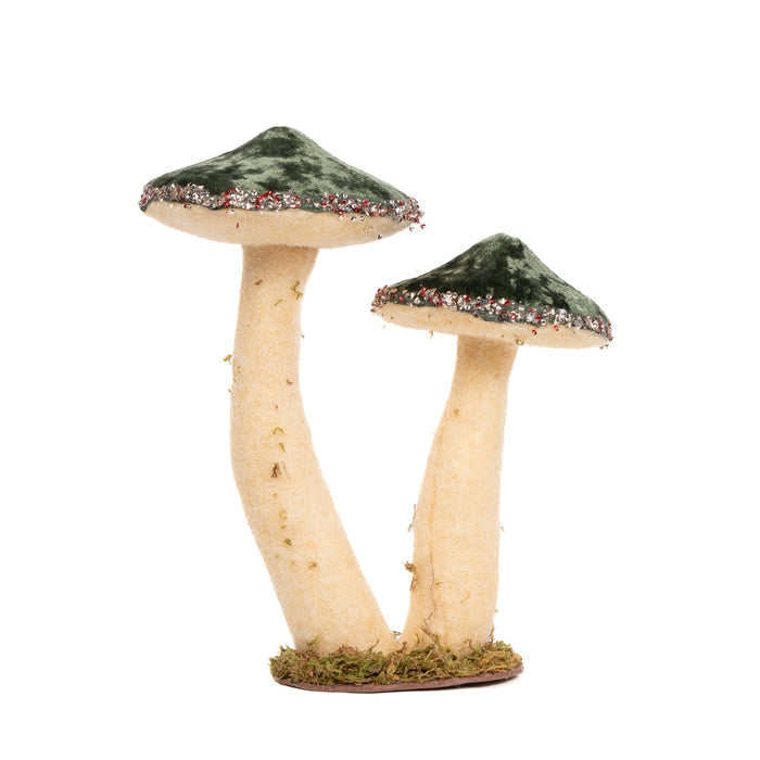 Decorazione 2 funghi verde, 24X14X30CM
