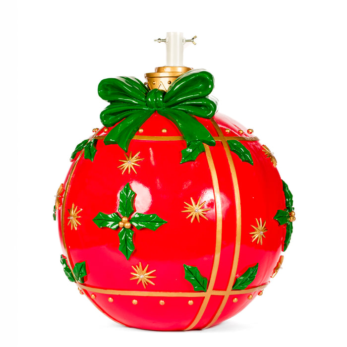Base albero sfera con fiocco oro, base bianca con luci 51X51X61CM