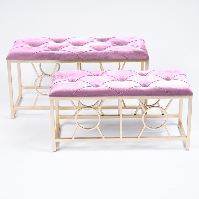 Panche in Velluto Rosa rettangolari set di 2