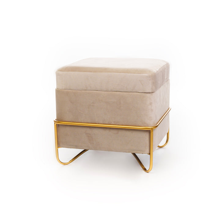 Set 2 pouf quadrati in velluto crema 49X49X49CM / 42X42X32CM