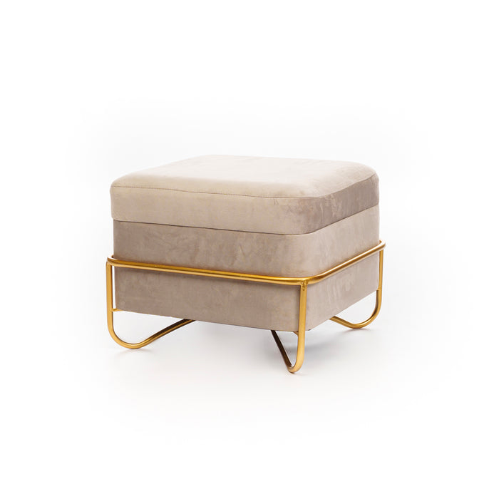 Set 2 pouf quadrati in velluto crema 49X49X49CM / 42X42X32CM